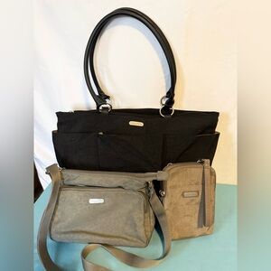 Baggallini Black and Tan Travel Bags 3pc Set